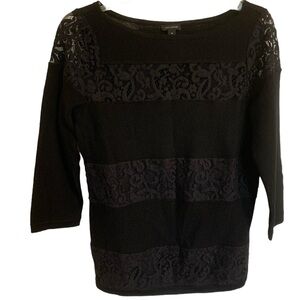 Ann Taylor boat neck lace panel sweater size medium sexy chic career!